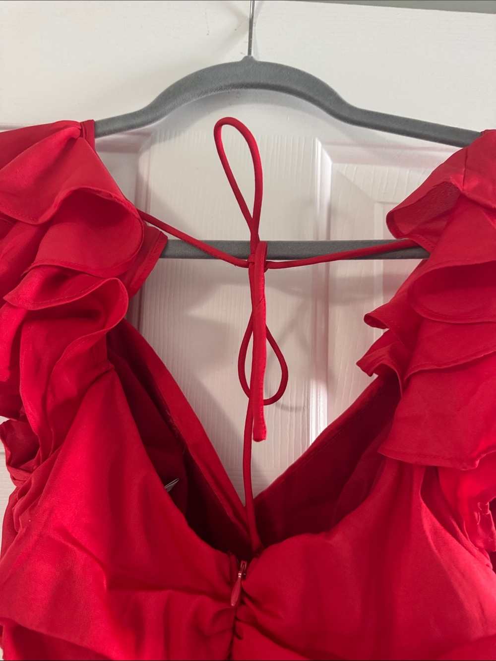 Hello Molly Red One-Shoulder Ruffle Midi Dress - Picture 4 of 7